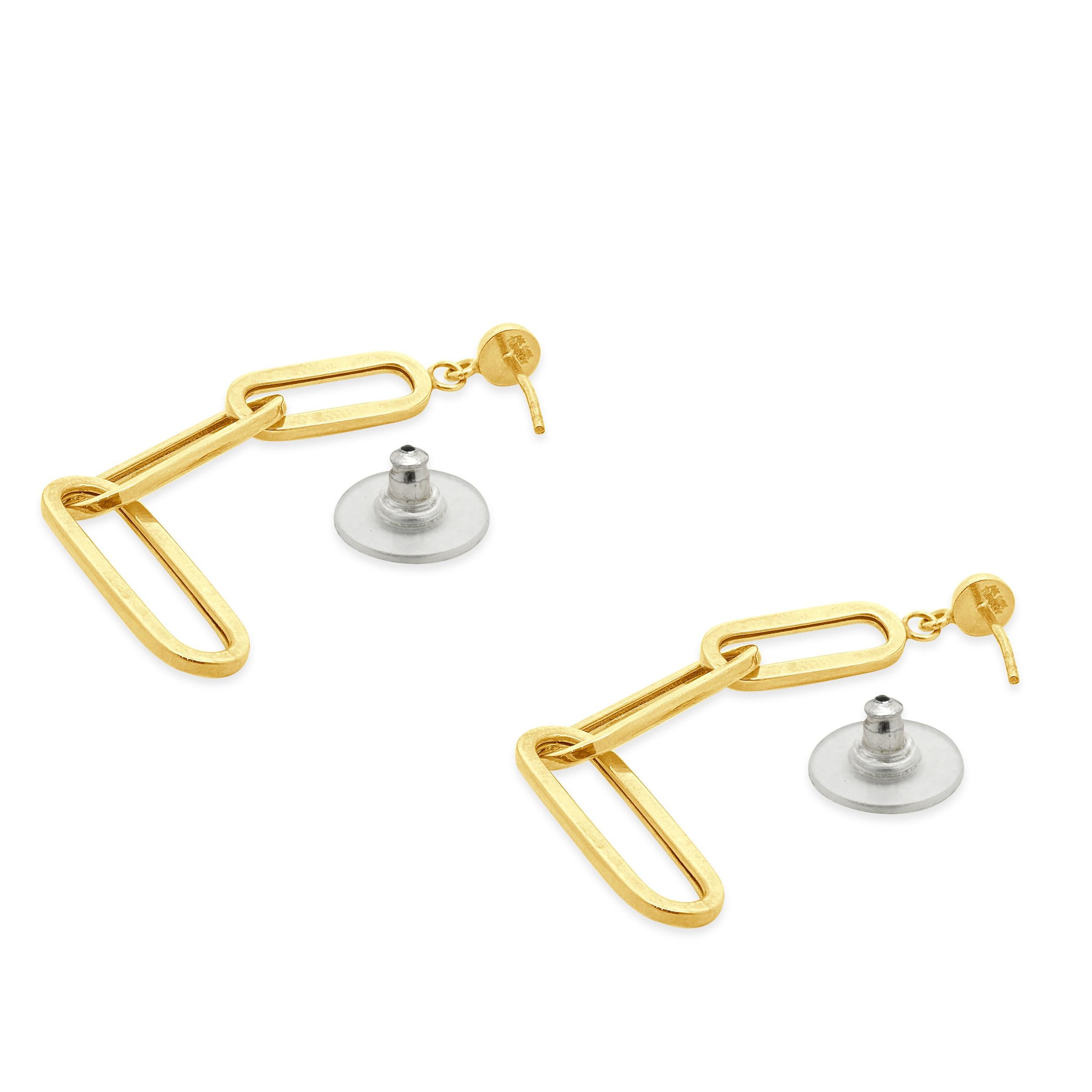 14 Karat Gelbgold Papierclip-Tropfen-Ohrringe im Angebot 1