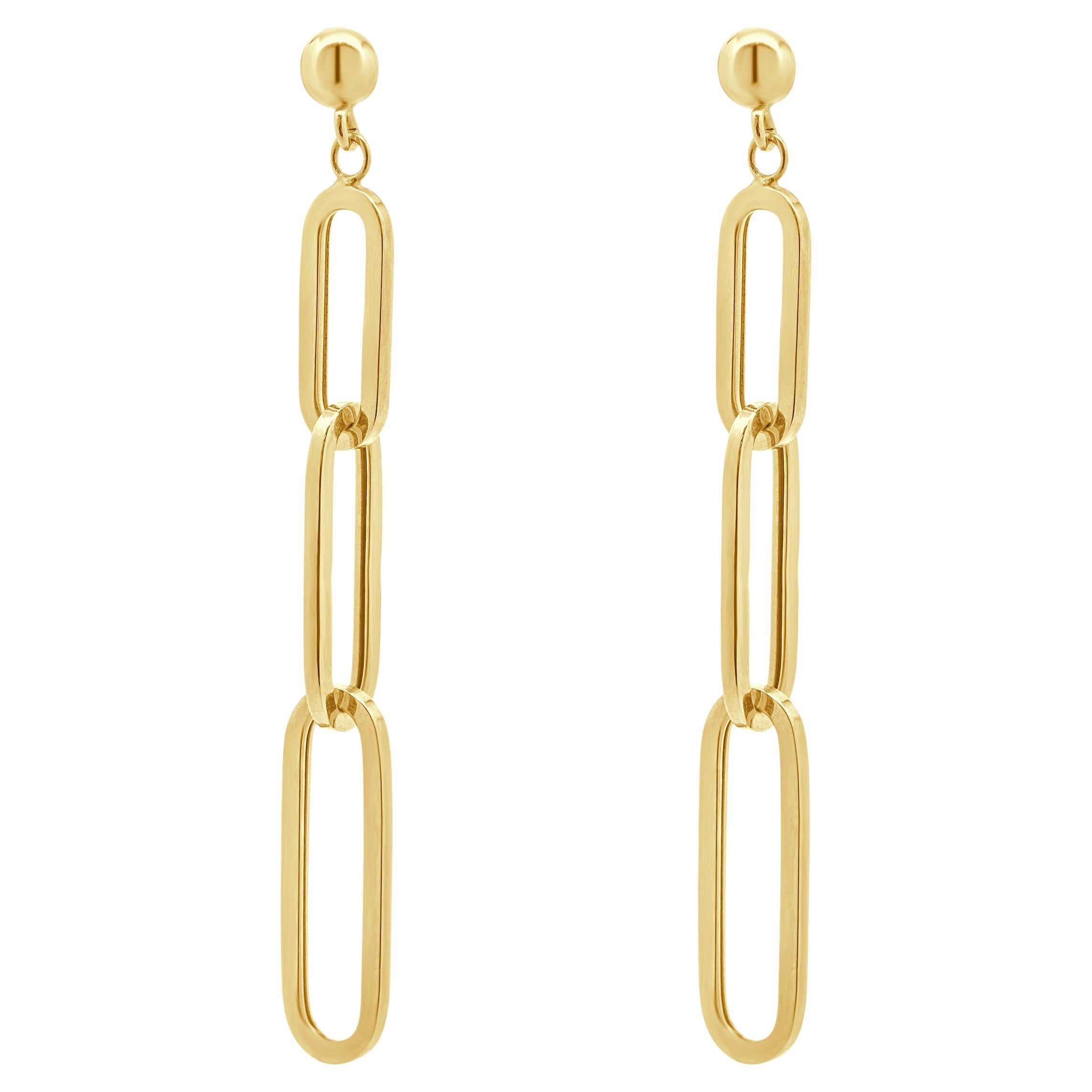 Pendientes de oro amarillo de 14 quilates con forma de clip