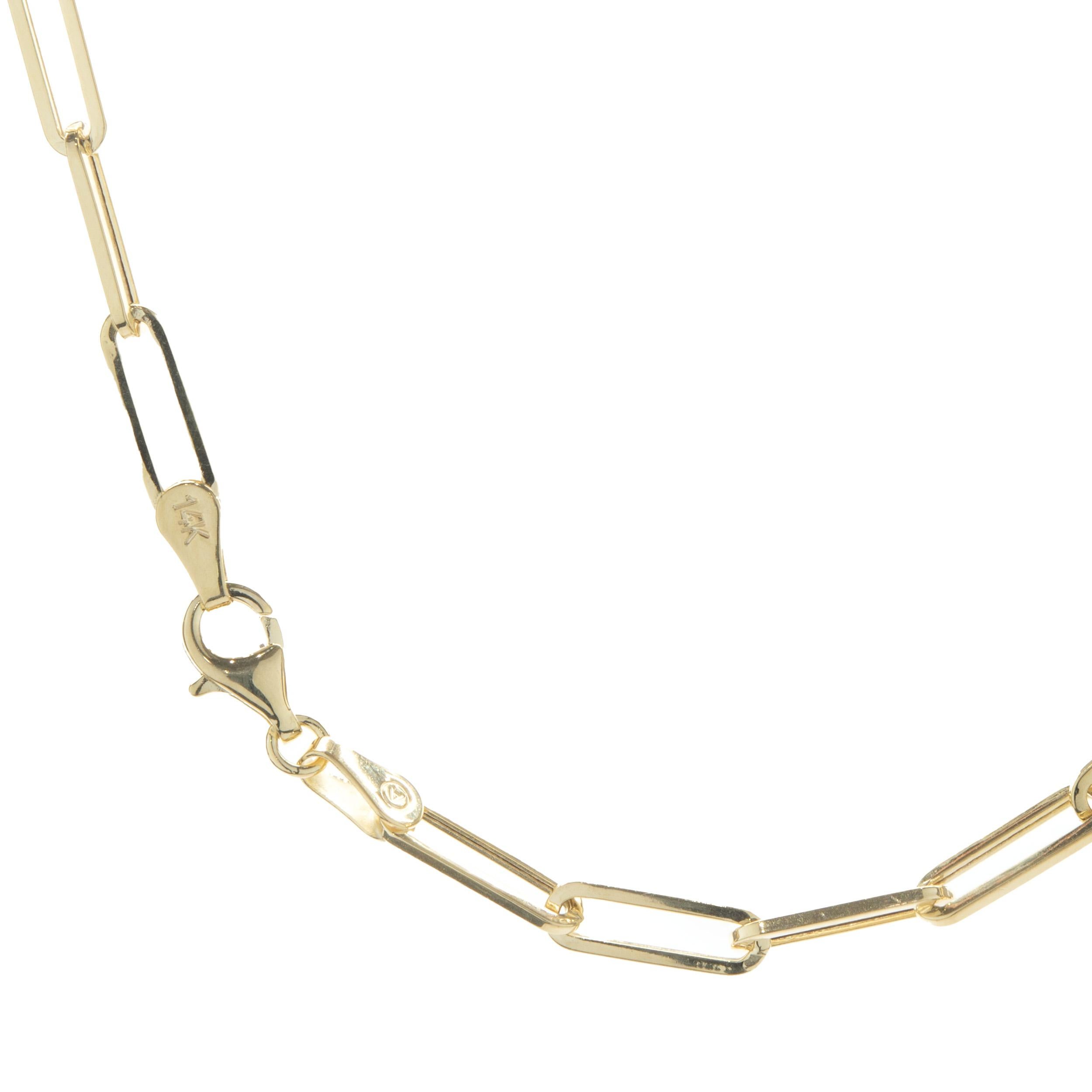 14 Karat Yellow Gold Paperclip Link Chain Necklace In Excellent Condition In Scottsdale, AZ