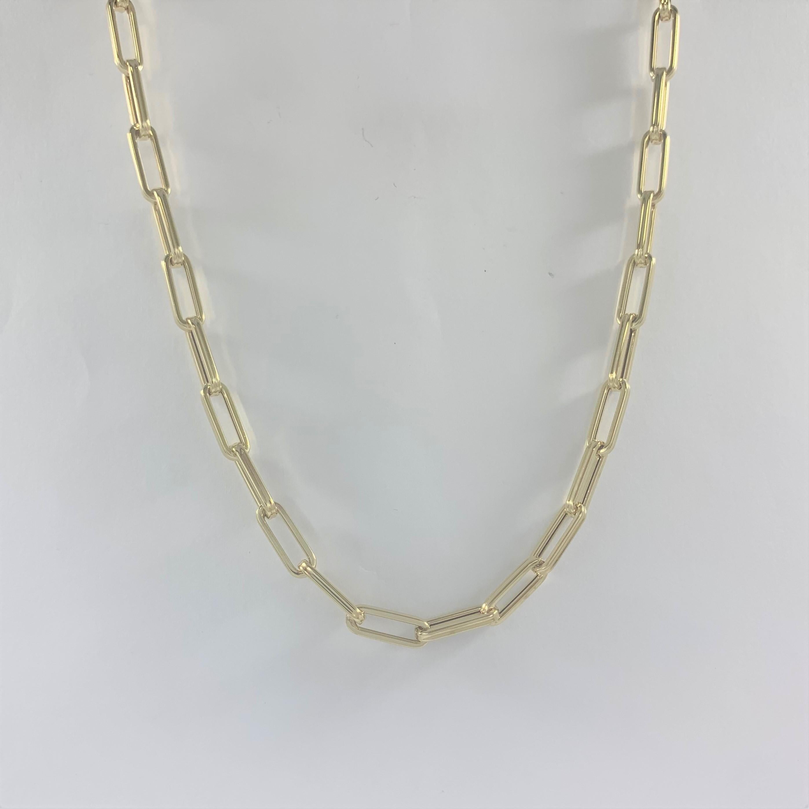 14 Karat Gelbgold Büroklammer-Gliederkette Halskette, hergestellt in Italien im Angebot 3