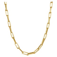 14 Karat Yellow Gold Paperclip Link Chain Necklace, Made in Italy