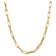 14 Karat Yellow Gold Paperclip Link Chain Necklace, Made in Italy