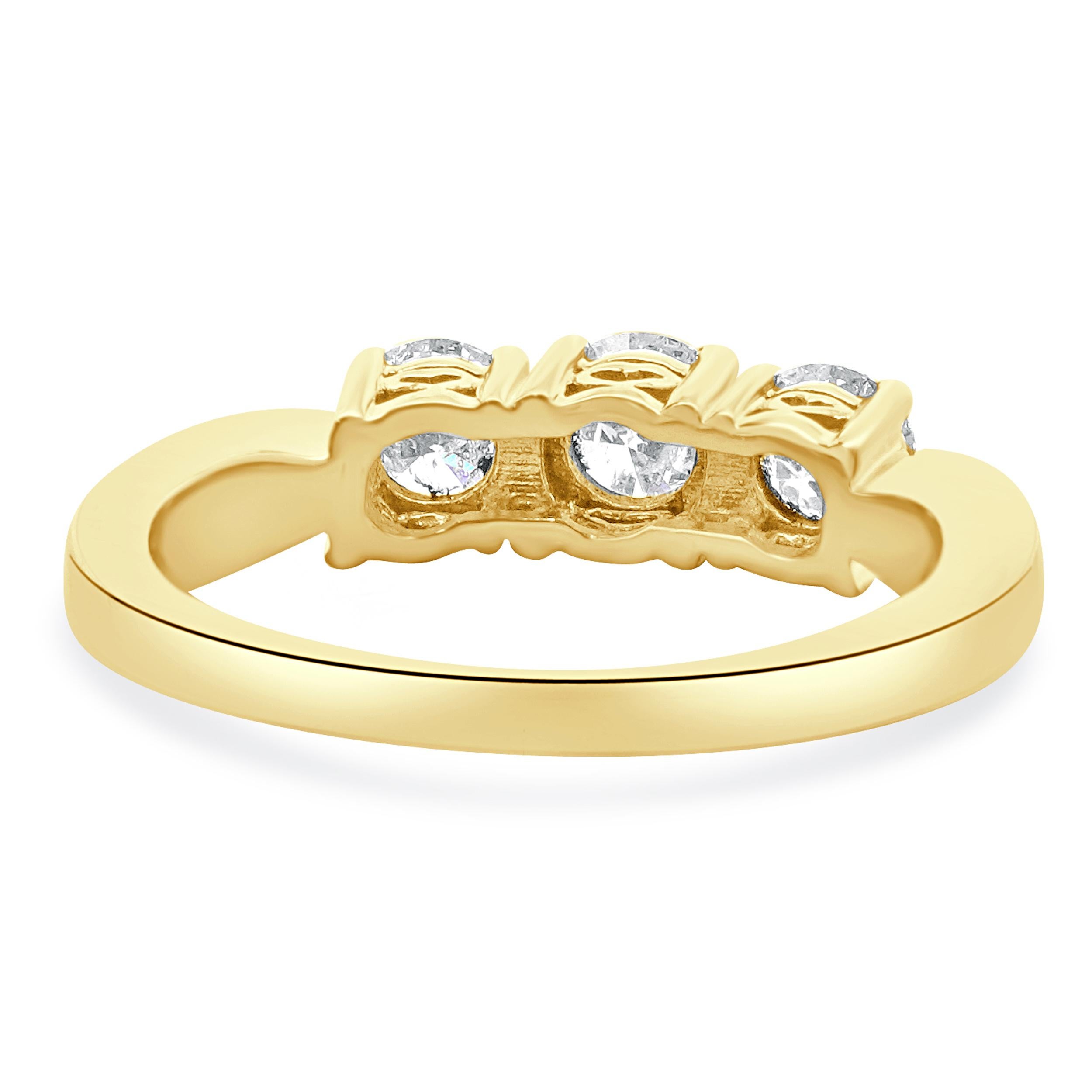 14 Karat Yellow Gold Past, Present, Future Diamond Engagement Ring In Excellent Condition For Sale In Scottsdale, AZ