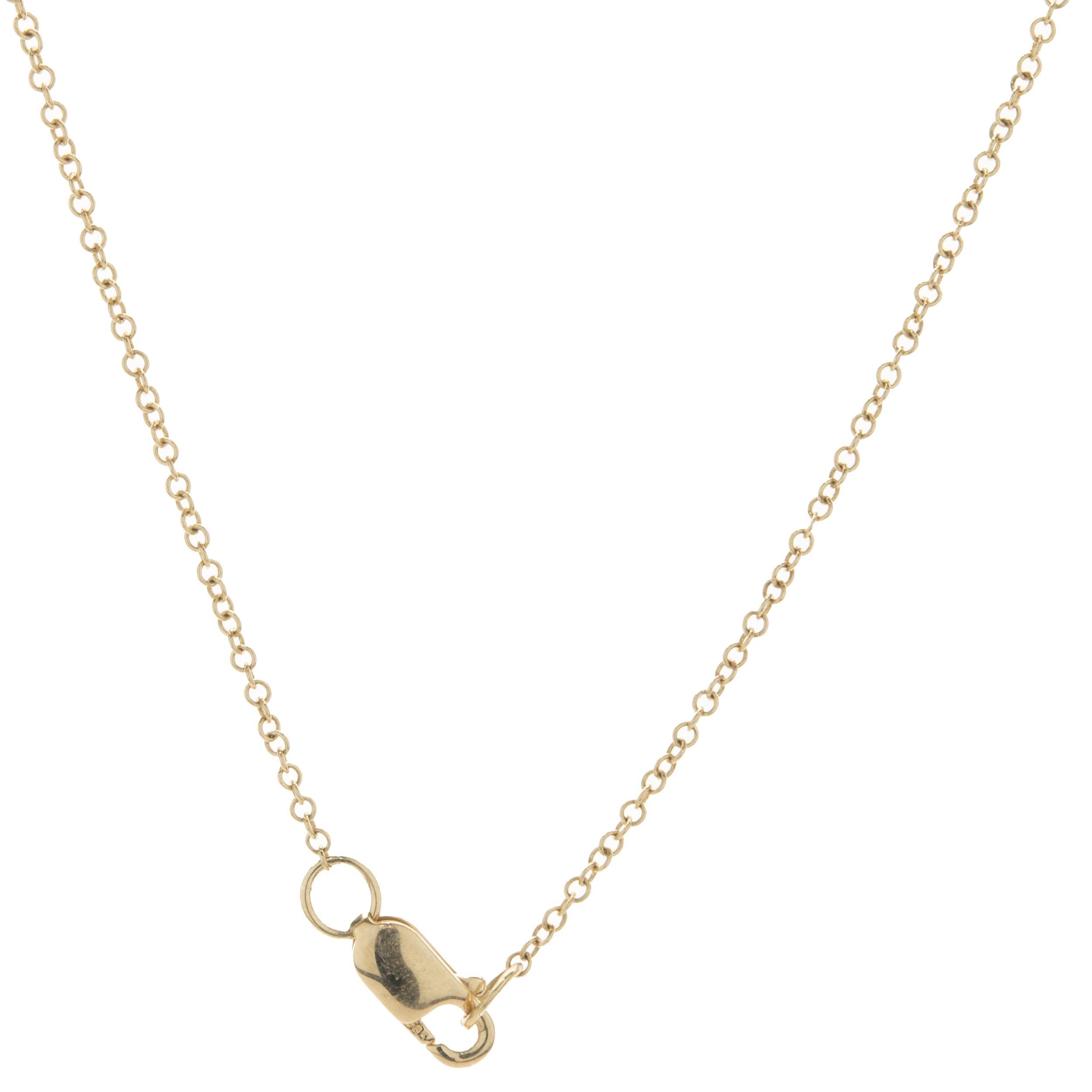 14 Karat Yellow Gold Pave Diamond Arrow Drop Necklace In Excellent Condition For Sale In Scottsdale, AZ