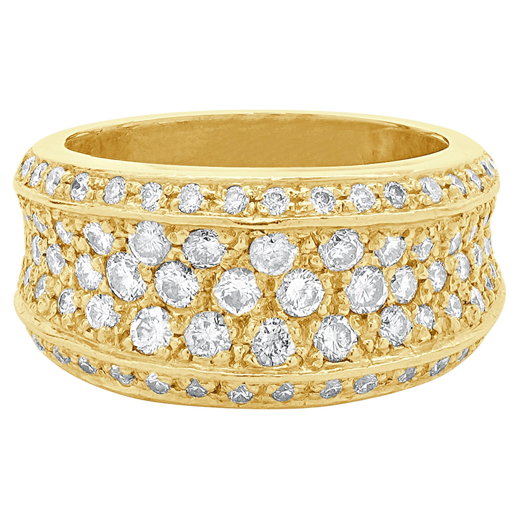 Bracelet Cigare en or jaune 14 carats avec pavé de diamants
