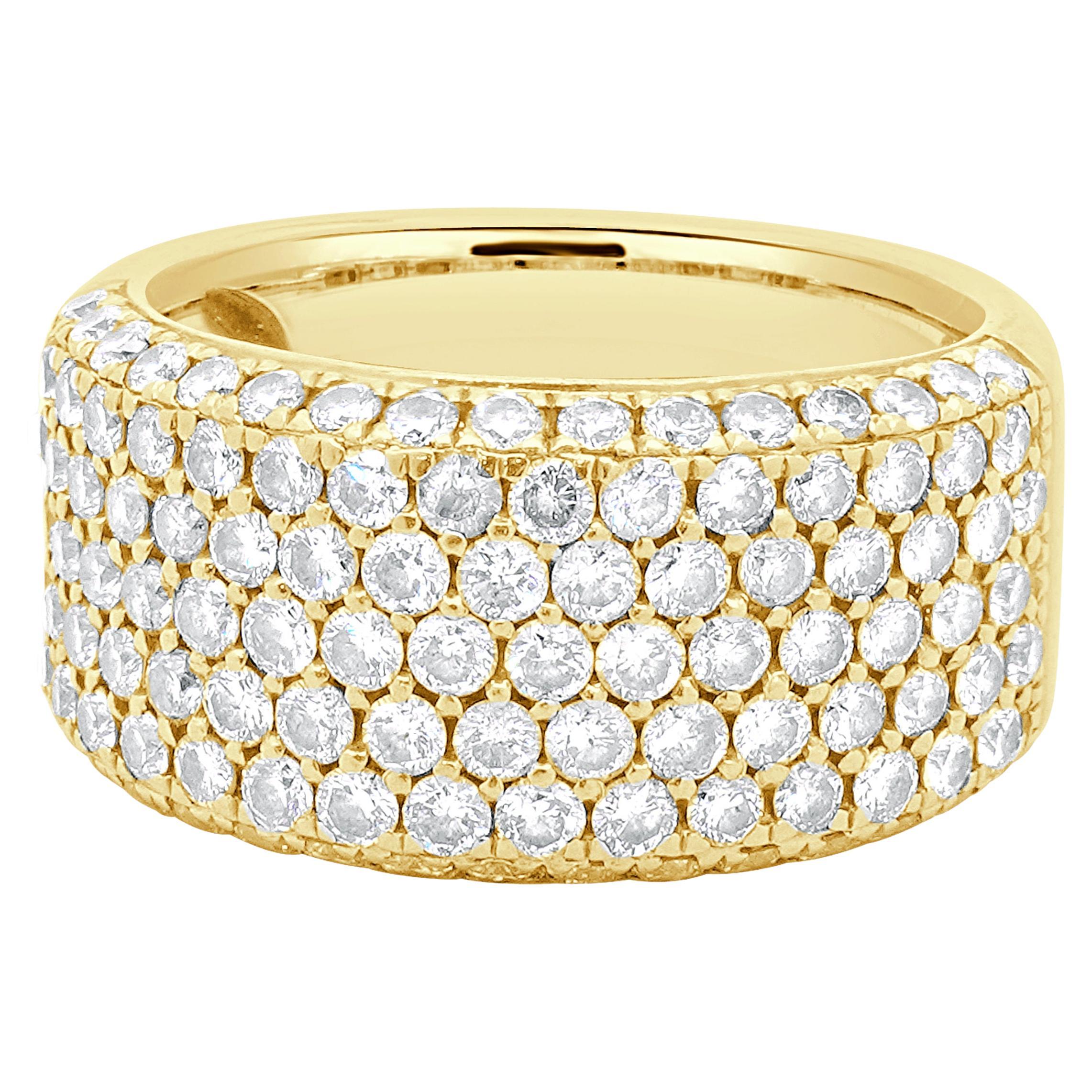 Bracelet Cigare en or jaune 14 carats avec pavé de diamants