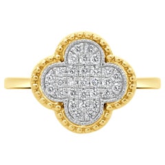 14 Karat Yellow Gold Pave Diamond Clover Ring