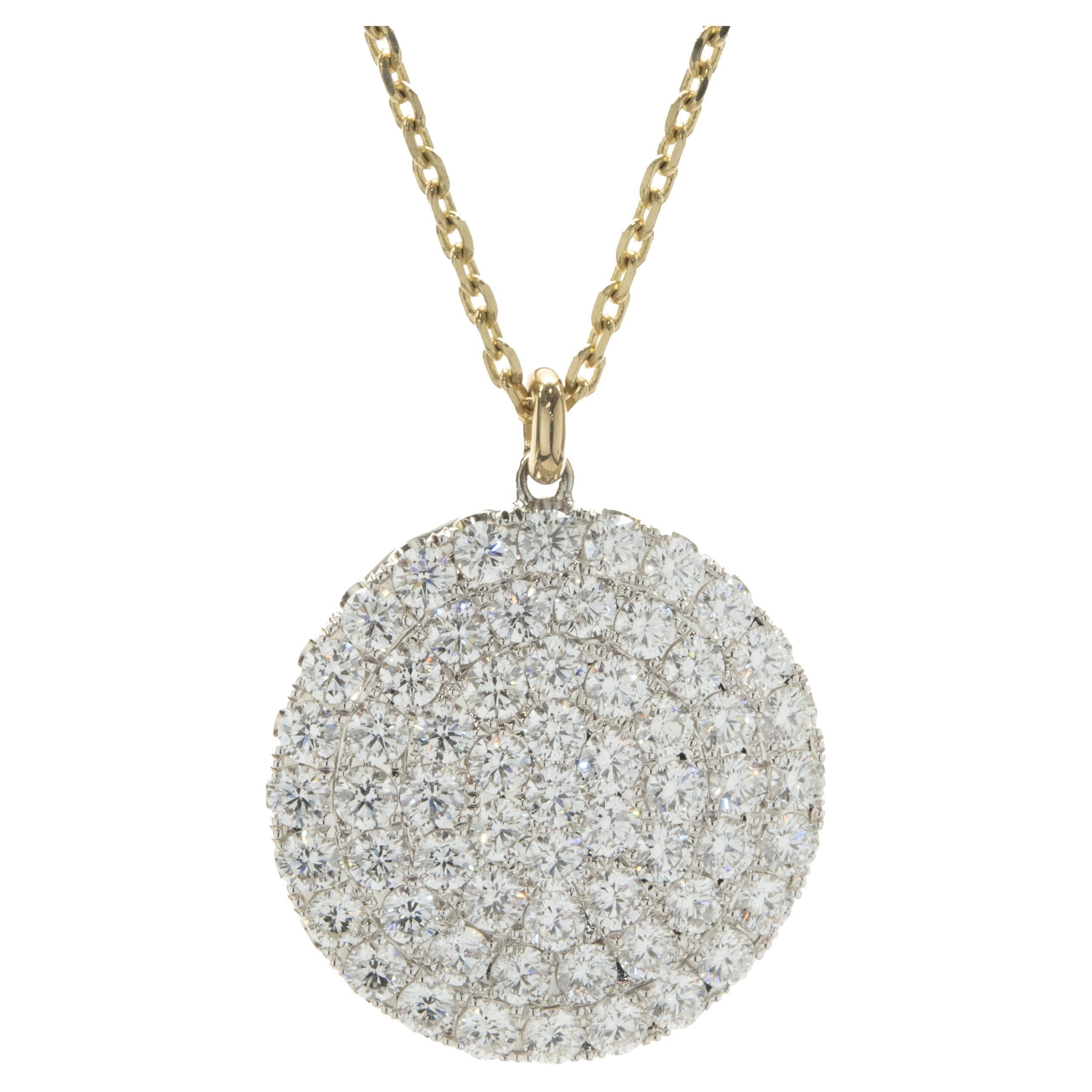 Collier à disques en or jaune 14 carats avec pavé de diamants