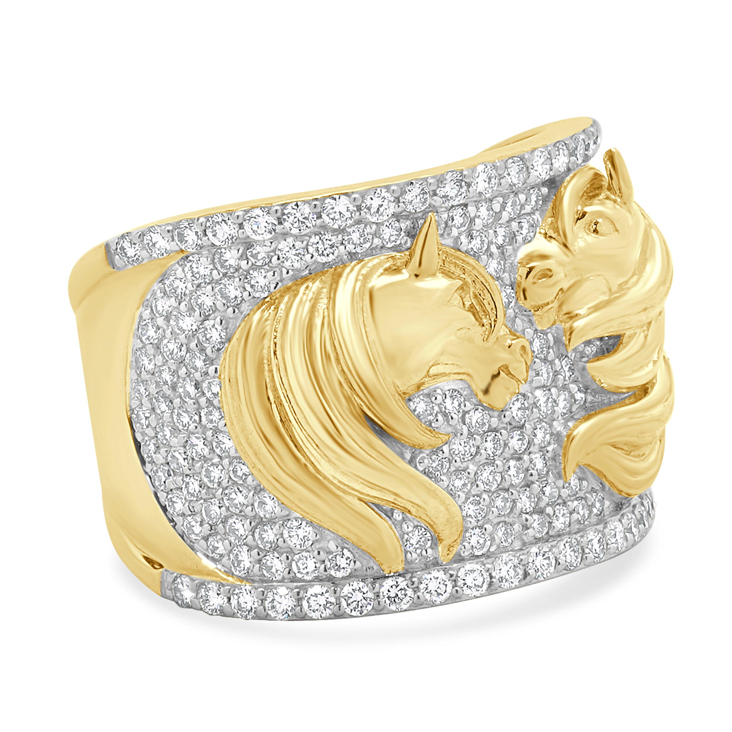 Horse Stallion Pony Diamond Pave & Ruby 18K Rose Gold Ring
