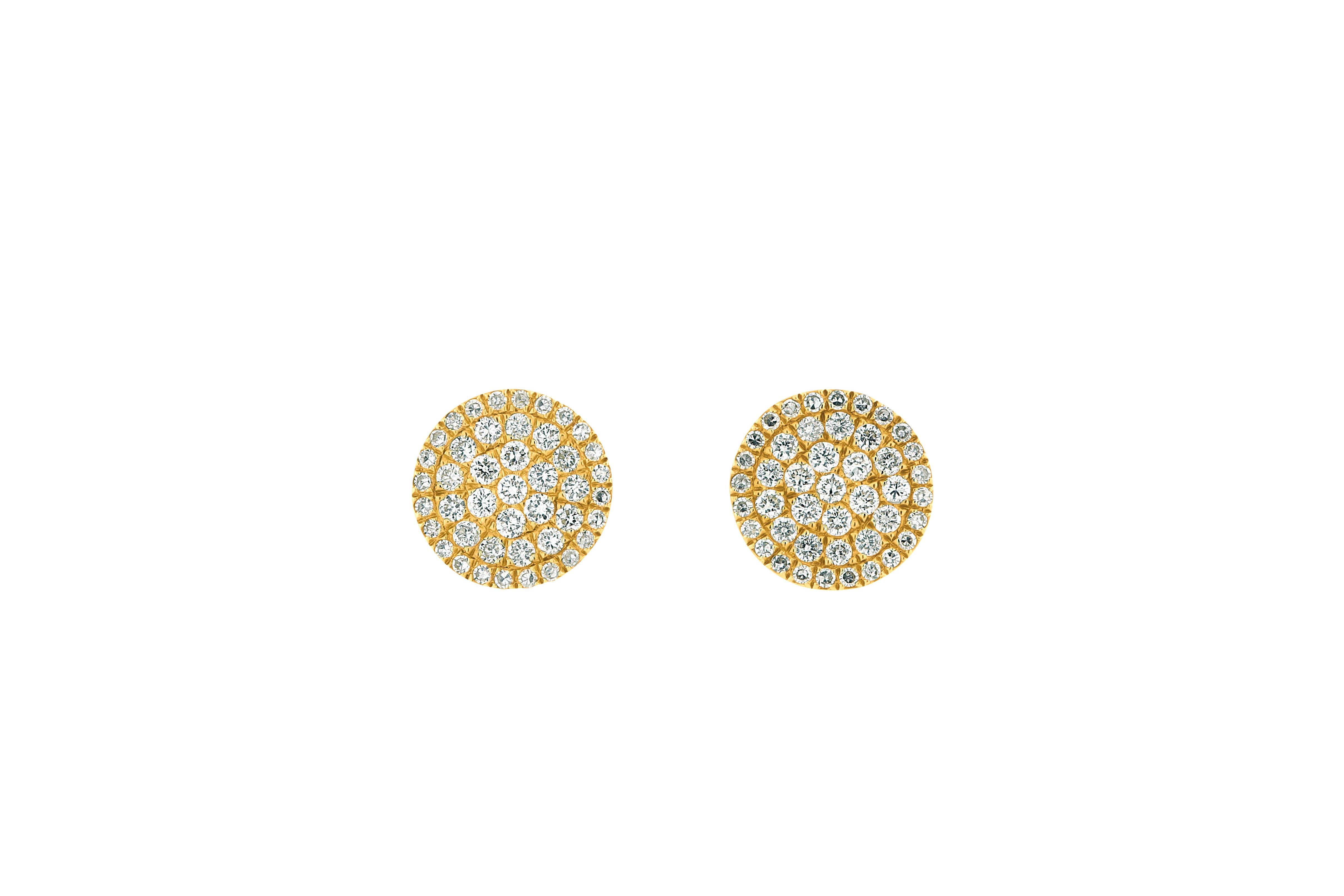 14 Karat Yellow Gold Pave Diamond Earrings For Sale 1