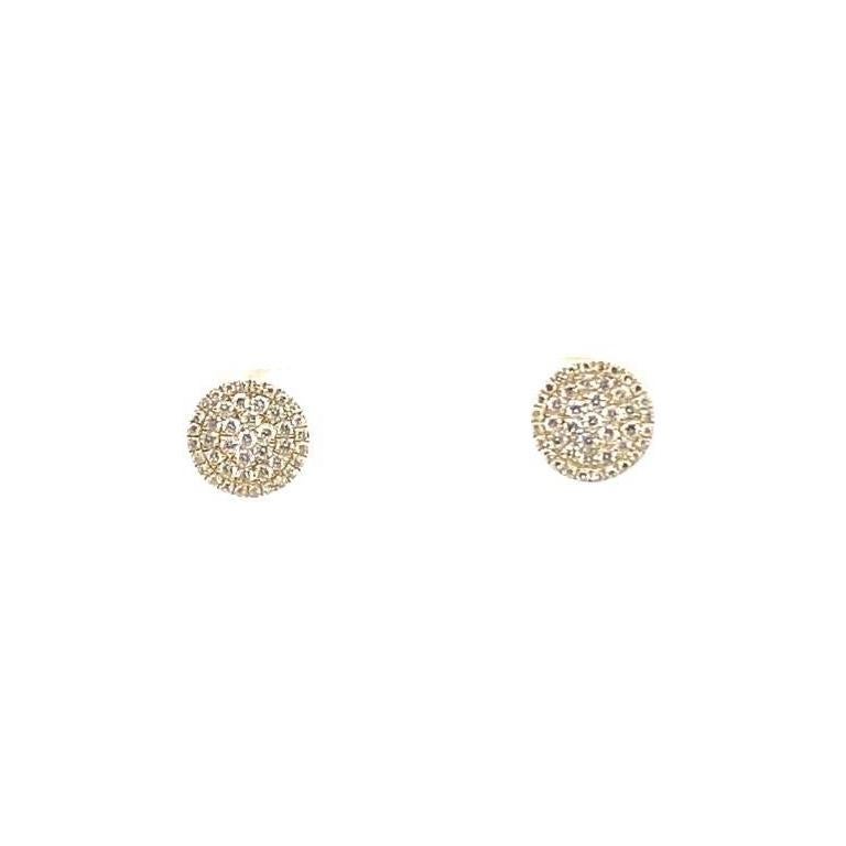 14 Karat Yellow Gold Pave Diamond Earrings For Sale