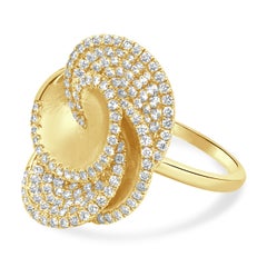 14 Karat Yellow Gold Pave Diamond Flower Ring