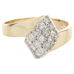 14 Karat Yellow Gold Pave Diamond Foldover Ring