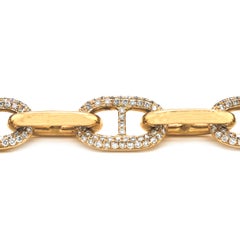14 Karat Yellow Gold Pave Diamond Gucci Puff Link Bracelet