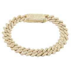 14 Karat Yellow Gold Pave Diamond Miami Cuban Link Bracelet