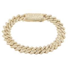 14 Karat Yellow Gold Pave Diamond Miami Cuban Link Bracelet