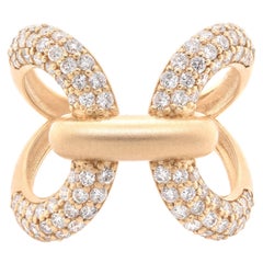 14 Karat Yellow Gold Pave Diamond Open Loop Ring