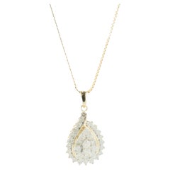 14 Karat Yellow Gold Pave Diamond Pear Necklace