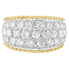 Bandeau Cigar en or jaune 14 carats, pavé de diamants et festonné