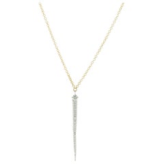 Collana a lancia in oro giallo 14 carati con pavé di diamanti