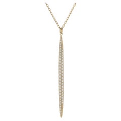 14 Karat Yellow Gold Pave Diamond Spear Necklace