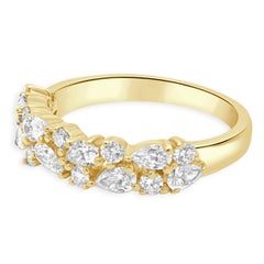 14 Karat Yellow Gold Pear Cut and Round Diamond Band