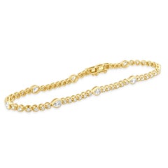 14 Karat Yellow Gold Pear Cut and Round Diamond Inline Bracelet