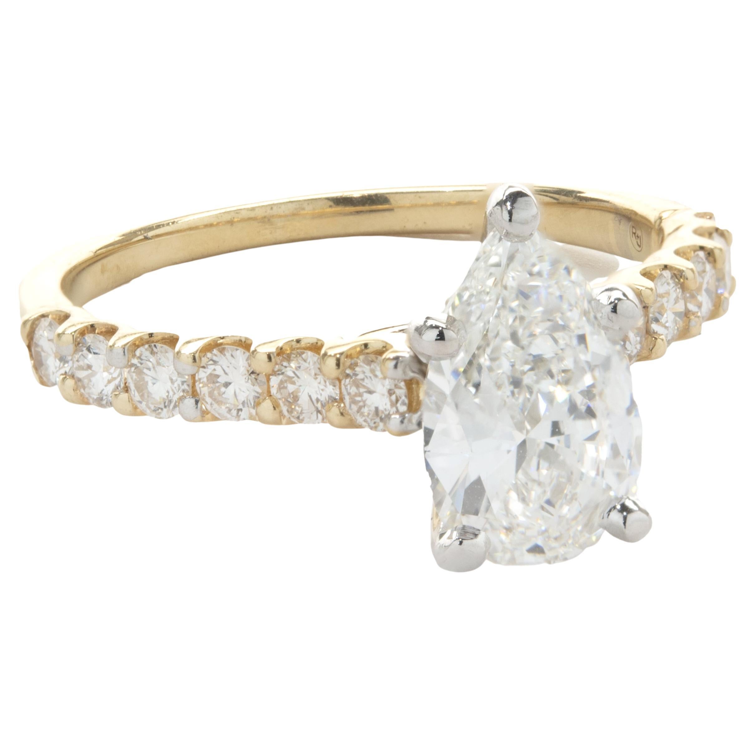 14 Karat Yellow Gold Pear Cut Diamond Engagement Ring