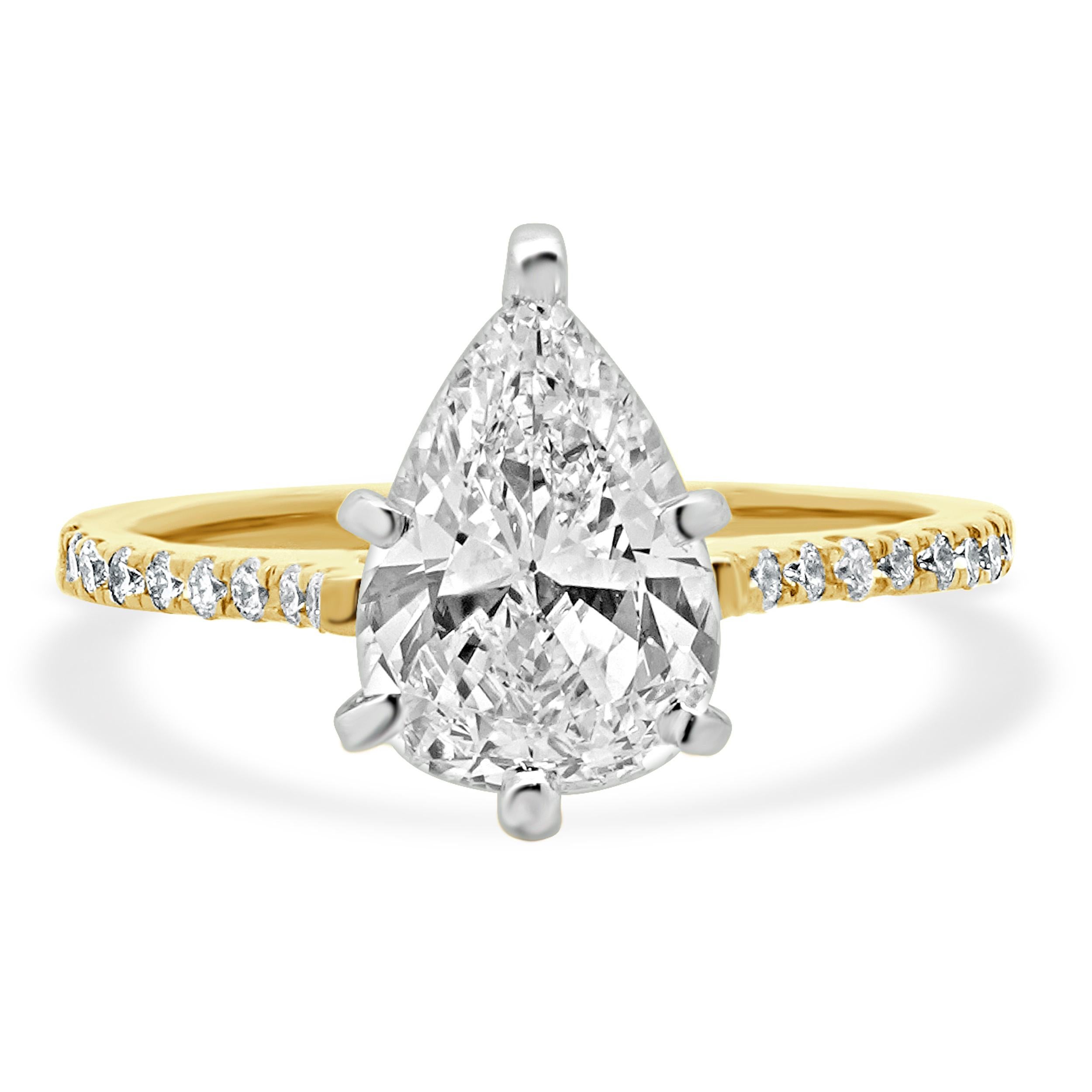 14 Karat Yellow Gold Pear Cut Diamond Engagement Ring