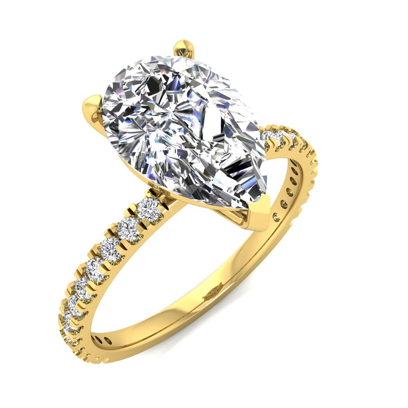 For Sale:  14 Karat Yellow Gold Pear Diamond with Pavé 2 Carat Center '2.3 Carat' H SI1 GIA 2