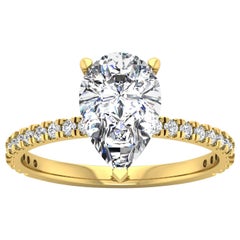 14 Karat Yellow Gold Pear Diamond with Pavé 2 Carat Center 
2.3 Carat
 H SI1 GIA