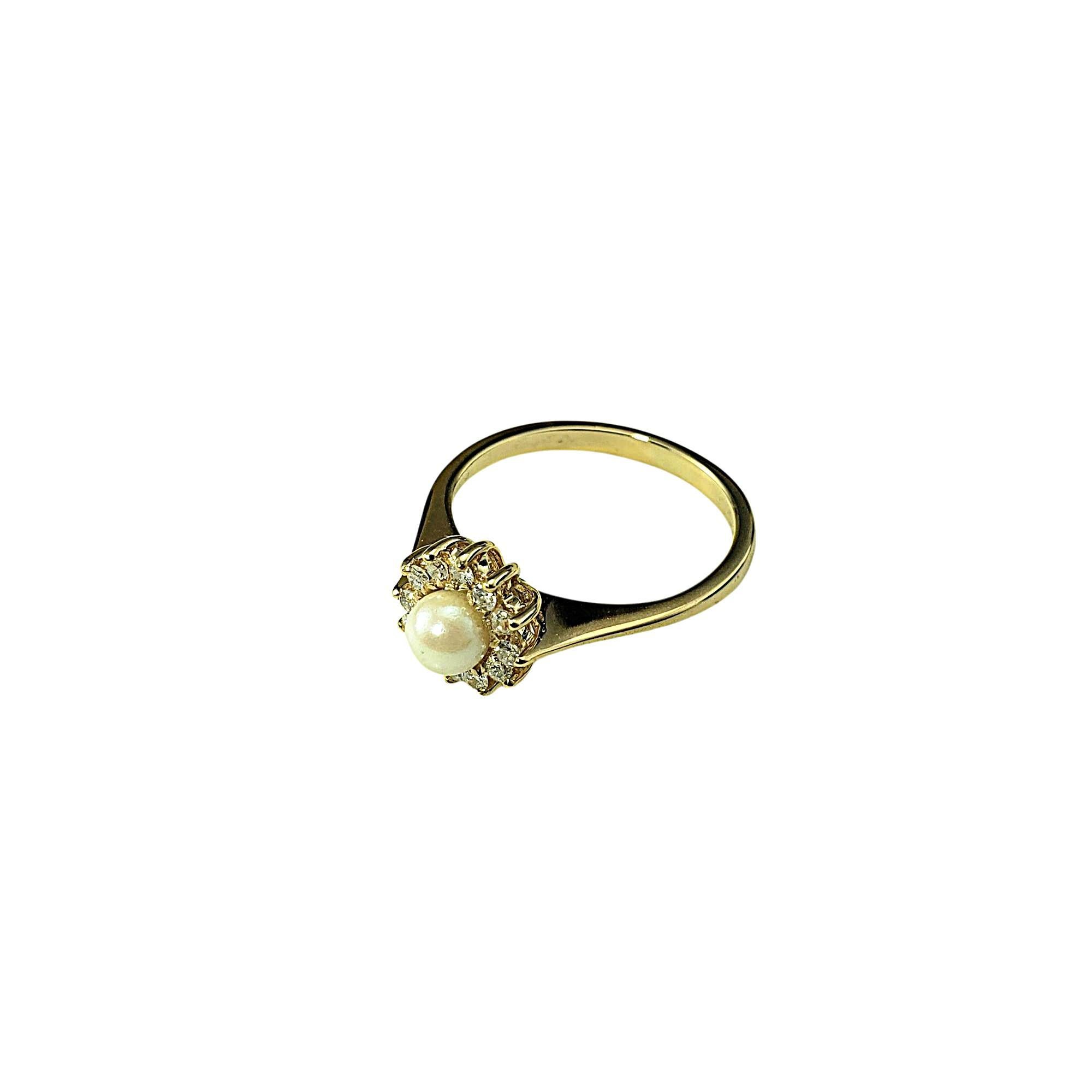 Taglio brillante Anello con perla e diamante in oro giallo 14 carati misura 5,25 #21437