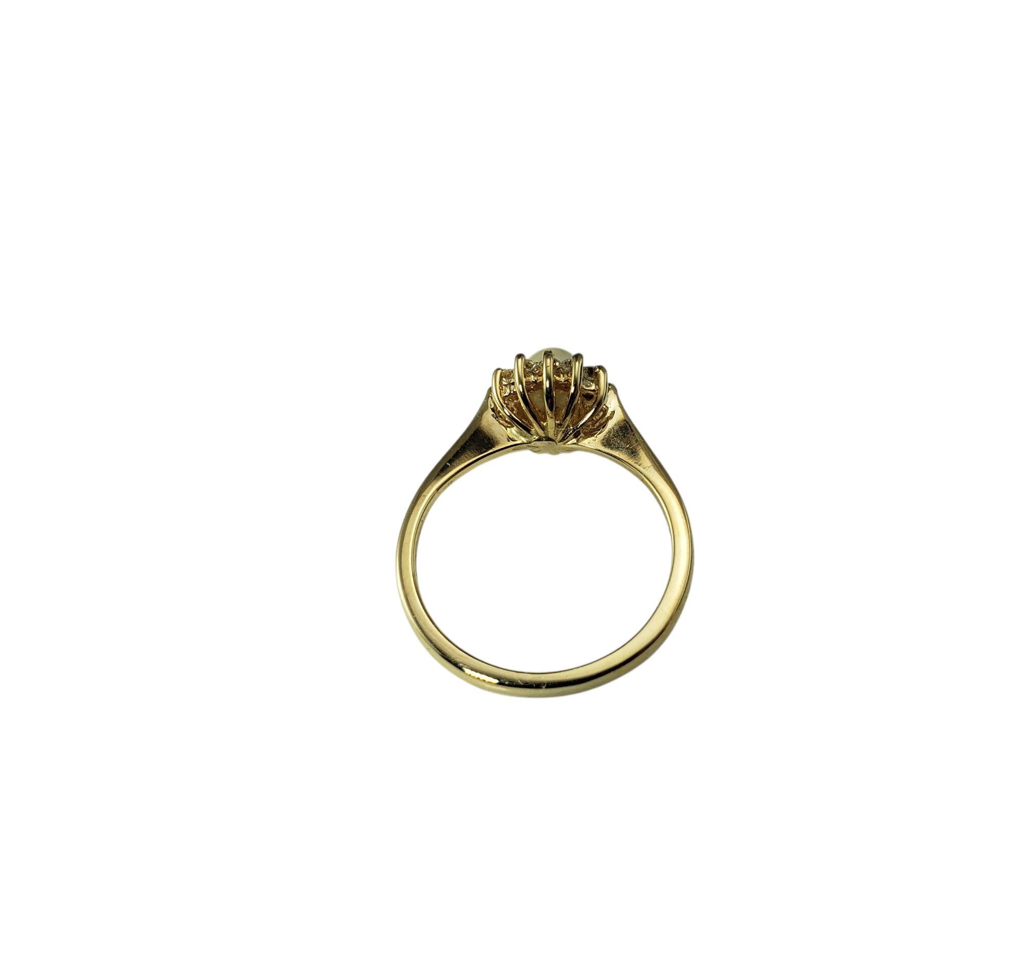 Donna Anello con perla e diamante in oro giallo 14 carati misura 5,25 #21437