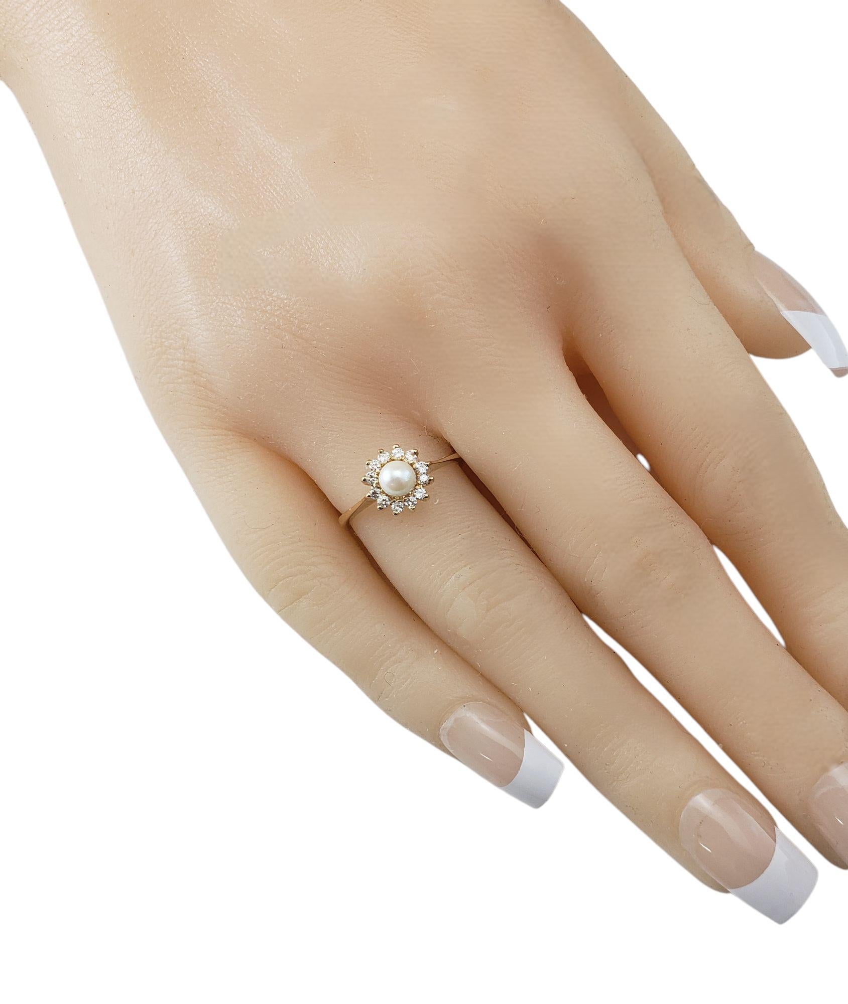 Anello con perla e diamante in oro giallo 14 carati misura 5,25 #21437 1