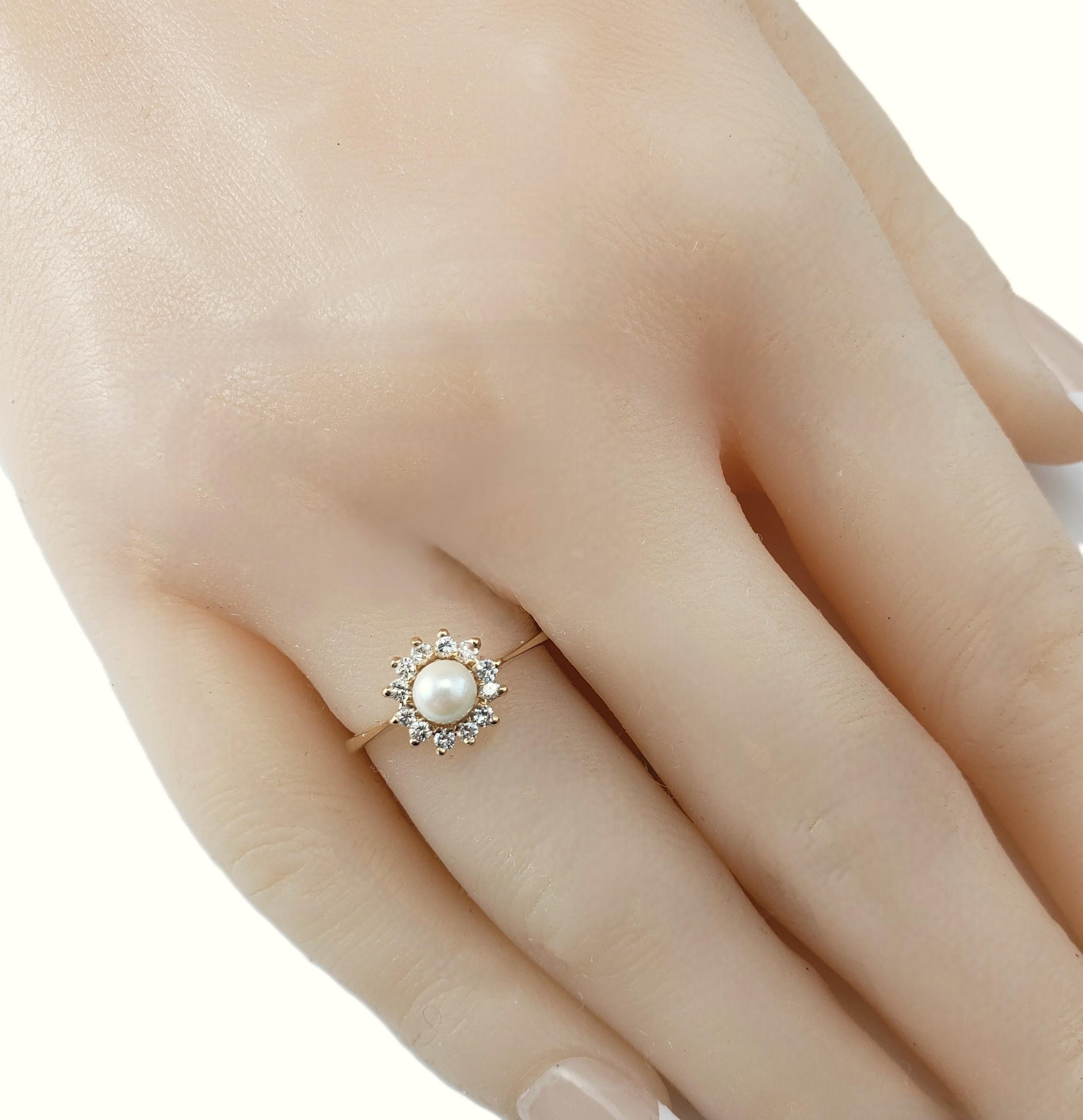 Anello con perla e diamante in oro giallo 14 carati misura 5,25 #21437 2