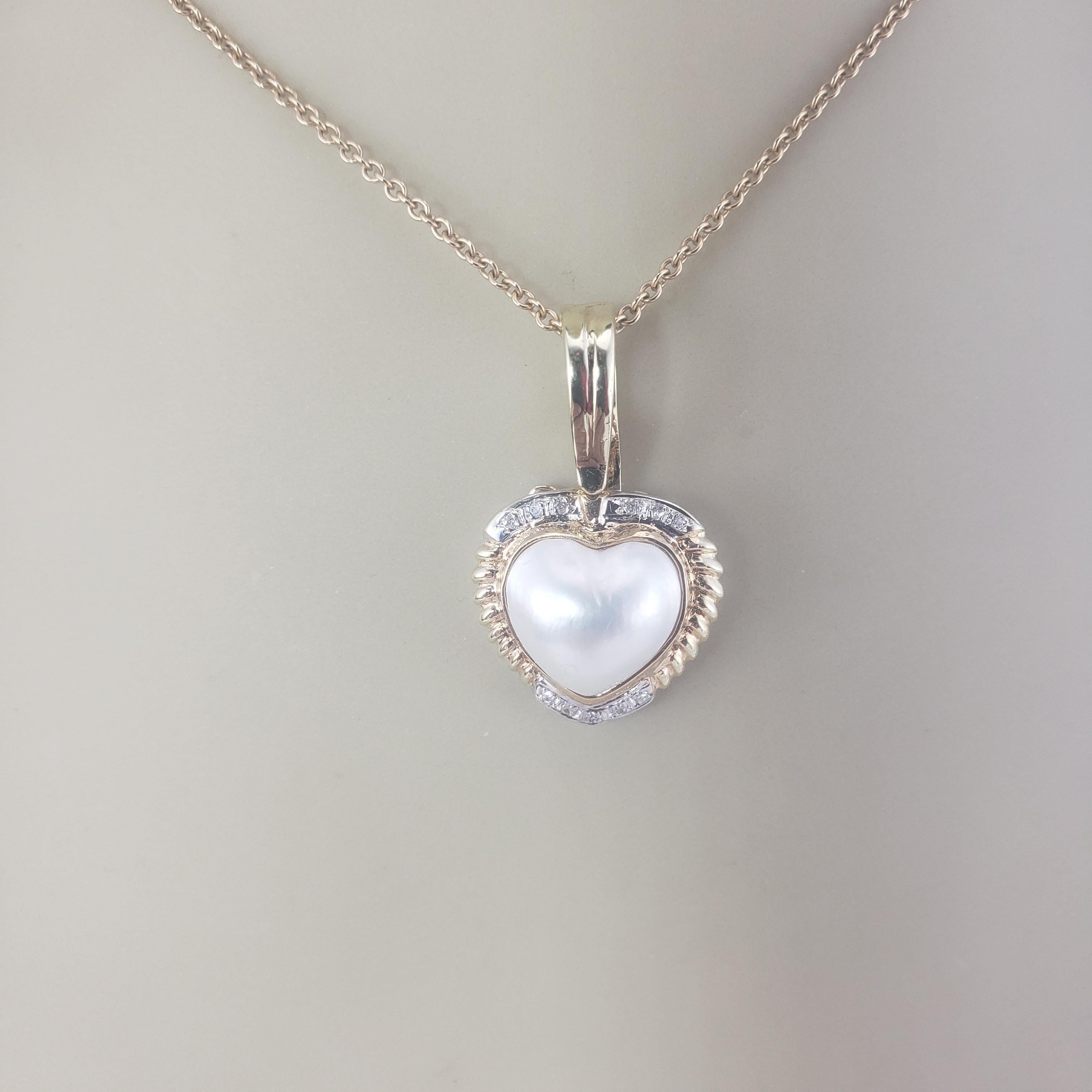 14 Karat Yellow Gold Pearl and Diamond Heart Pendant Enhancer #16801 For Sale 3
