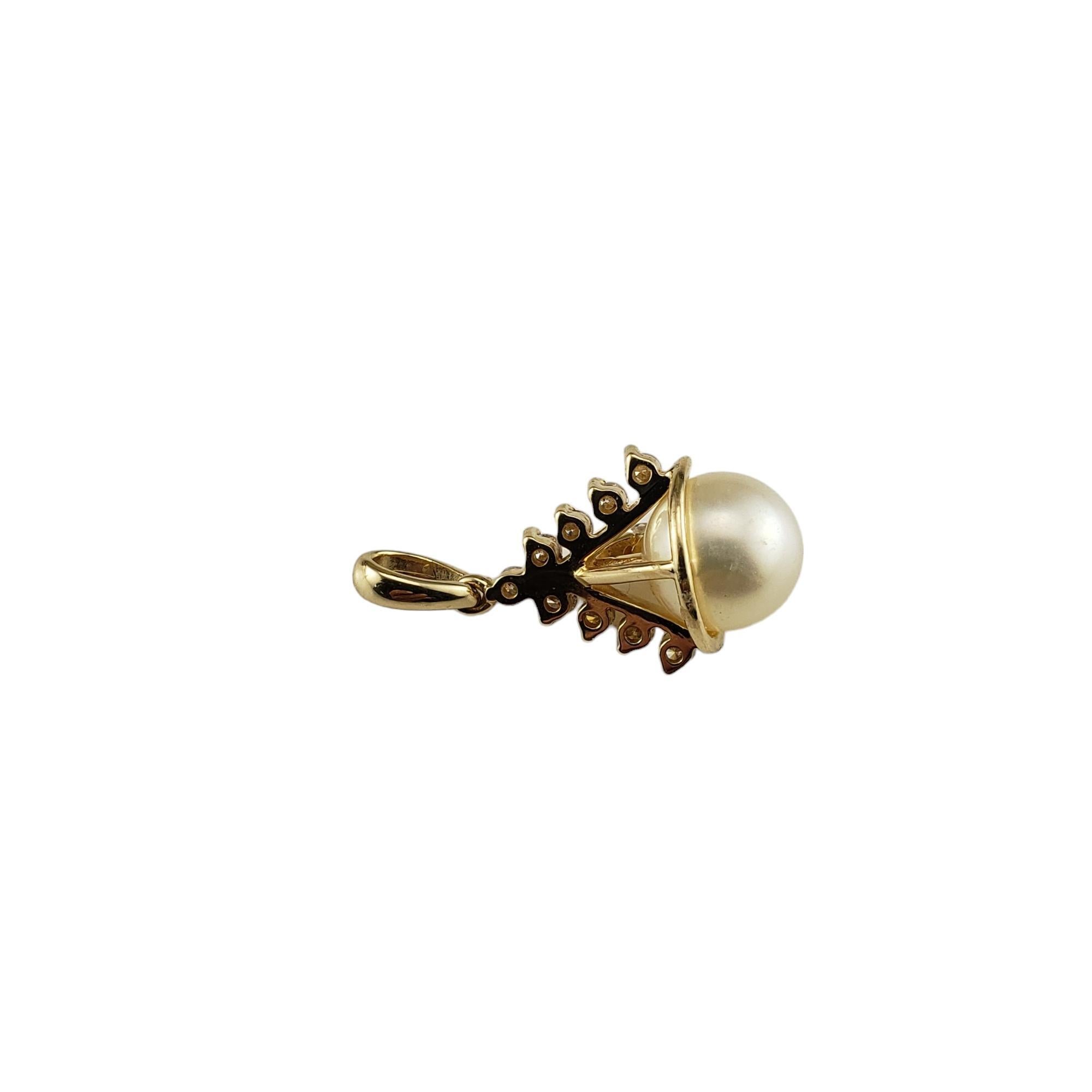 Pendentif en or jaune 14 carats avec perles et diamants n° 16628 Bon état - En vente à Washington Depot, CT