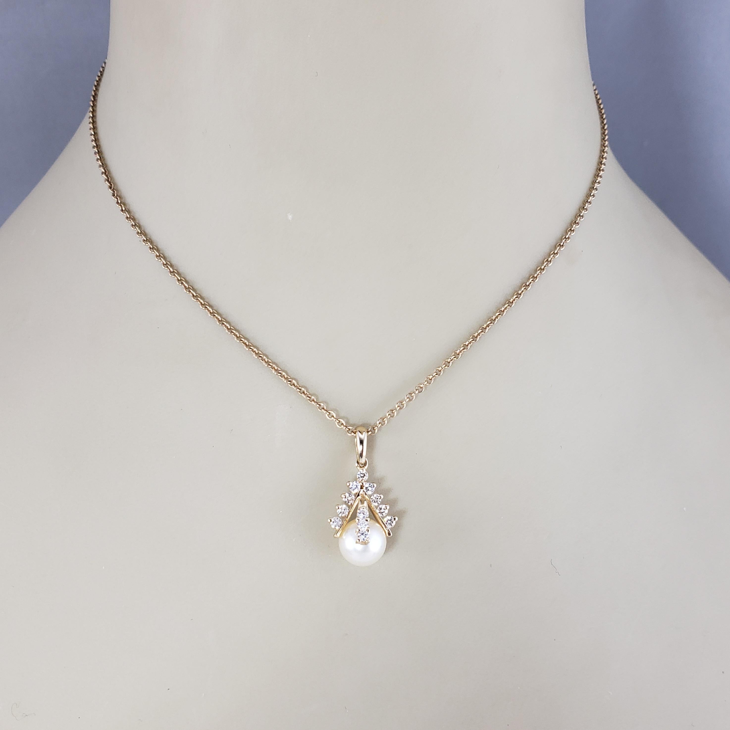 Pendentif en or jaune 14 carats avec perles et diamants n° 16628 en vente 1