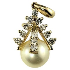 14 Karat Gelbgold Perlen- und Diamant-Anhänger #16628