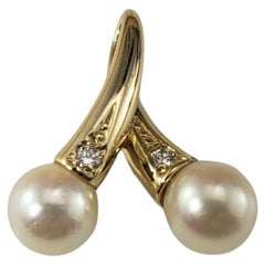 14 Karat Yellow Gold Pearl and Diamond Pendant #18661