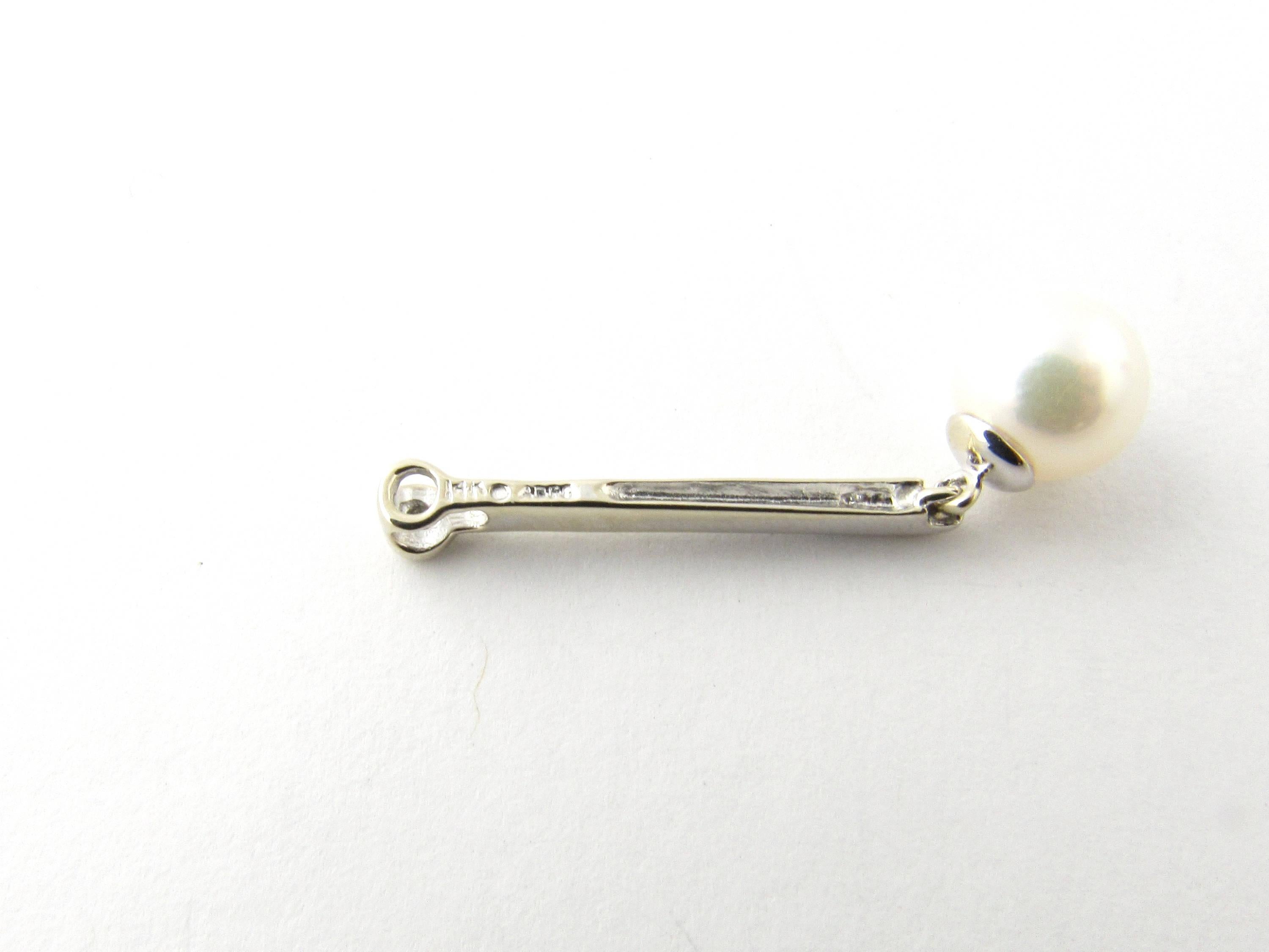 Women's 14 Karat Yellow Gold Pearl and Diamond Pendant For Sale