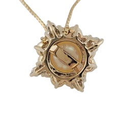14 Karat Yellow Gold Pearl and Diamond Pendant Necklace