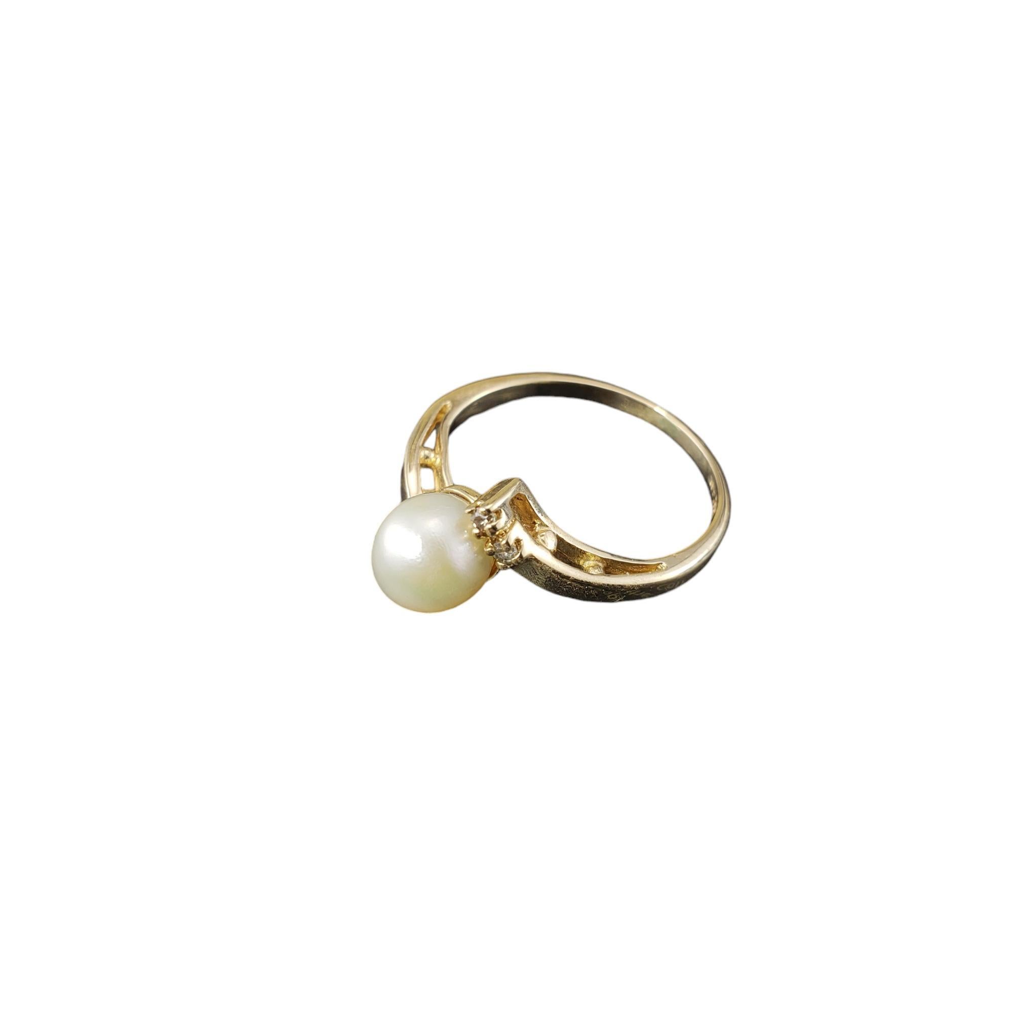 Single Cut 14 Karat Yellow Gold Pearl and Diamond Ring Size 5.5 #18954