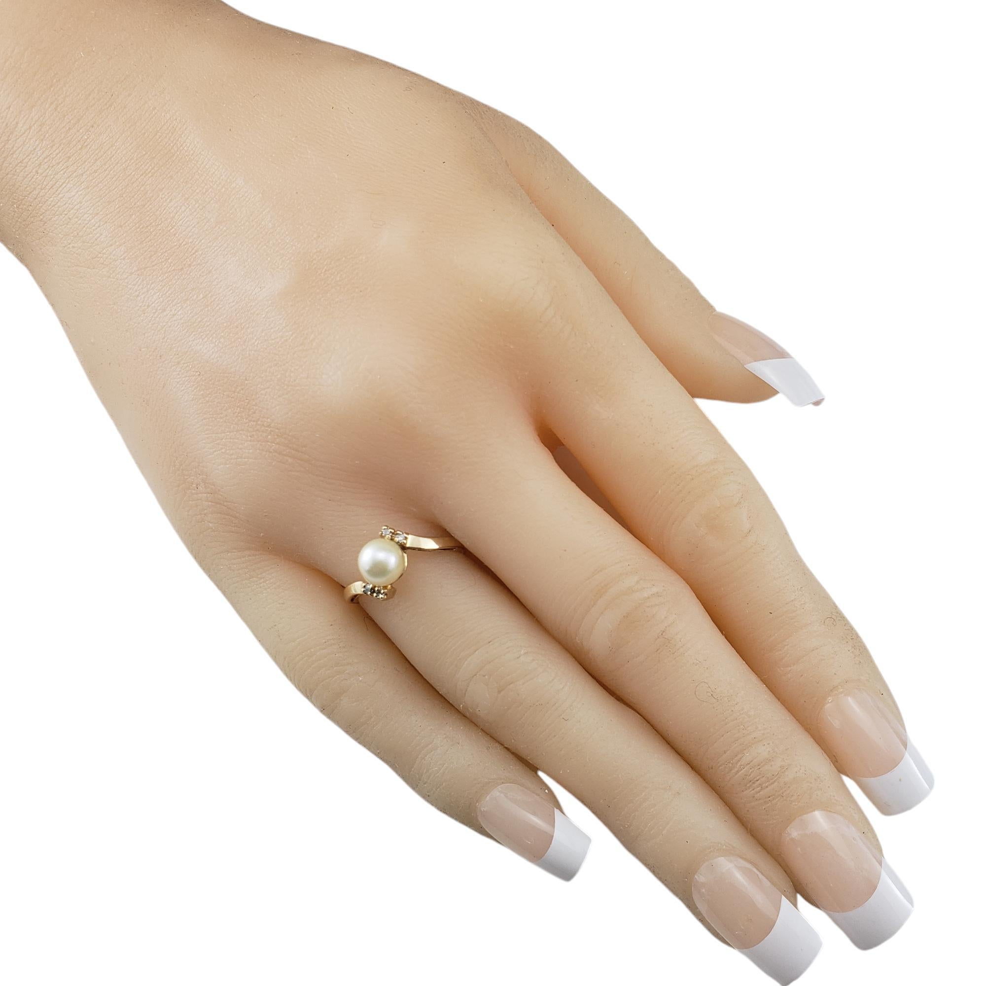 14 Karat Yellow Gold Pearl and Diamond Ring Size 5.5 #18954 1