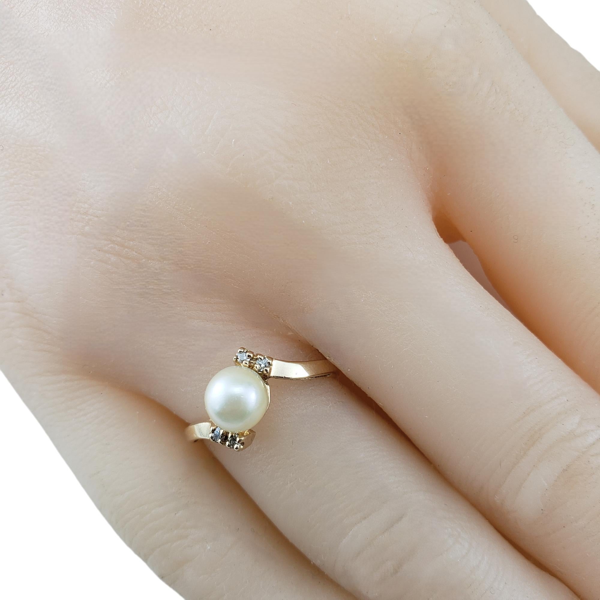 14 Karat Yellow Gold Pearl and Diamond Ring Size 5.5 #18954 2