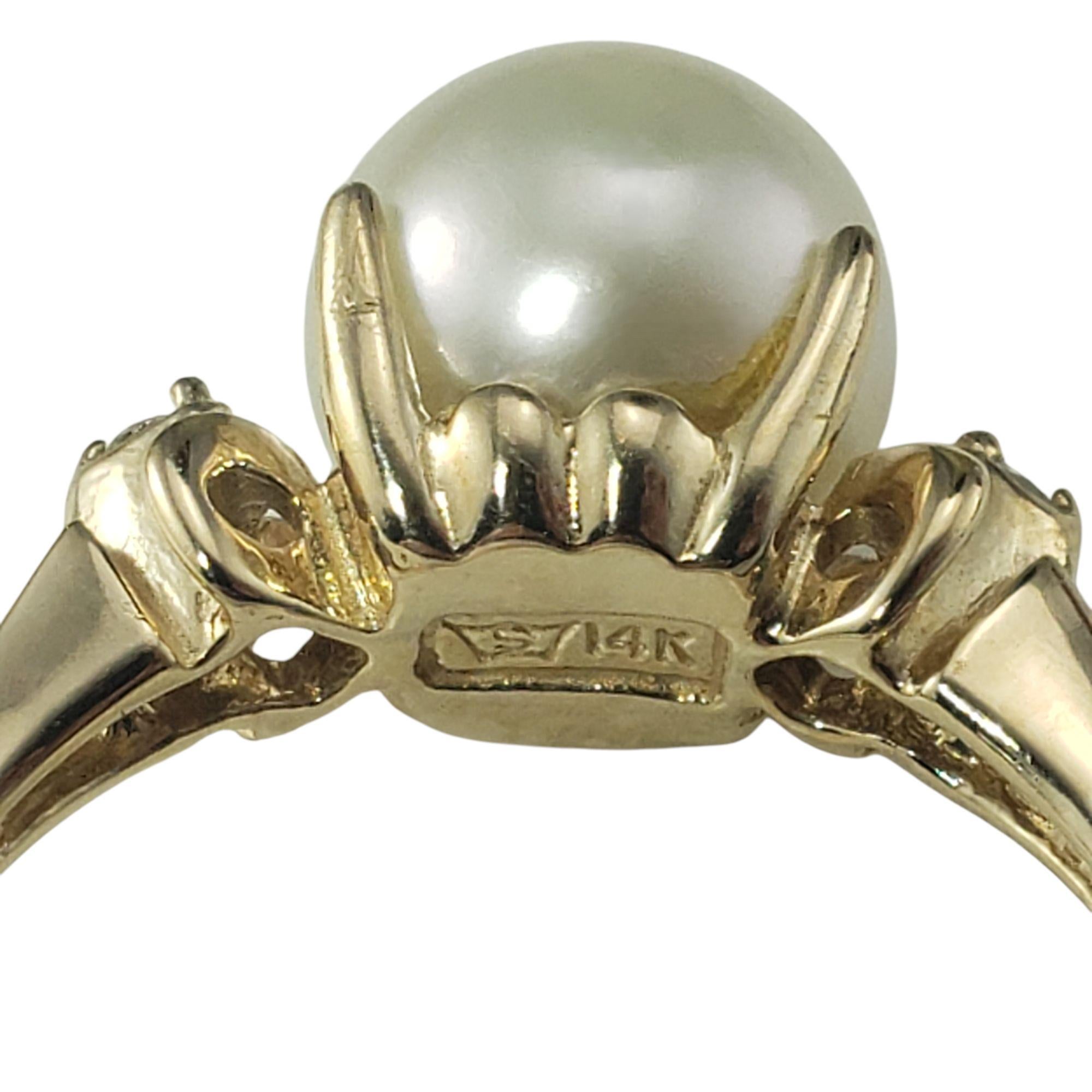 Women's 14 Karat Yellow Gold Pearl and Diamond Ring Size 5.75 #21389 For Sale