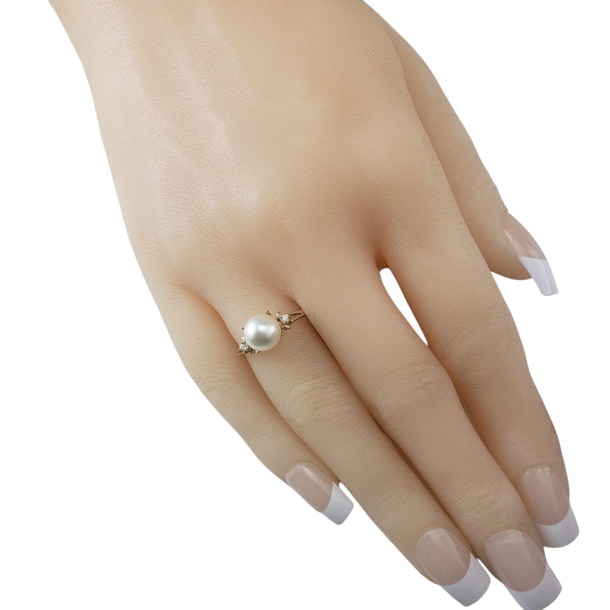 14 Karat Yellow Gold Pearl and Diamond Ring Size 5.75 #21389 For Sale 1