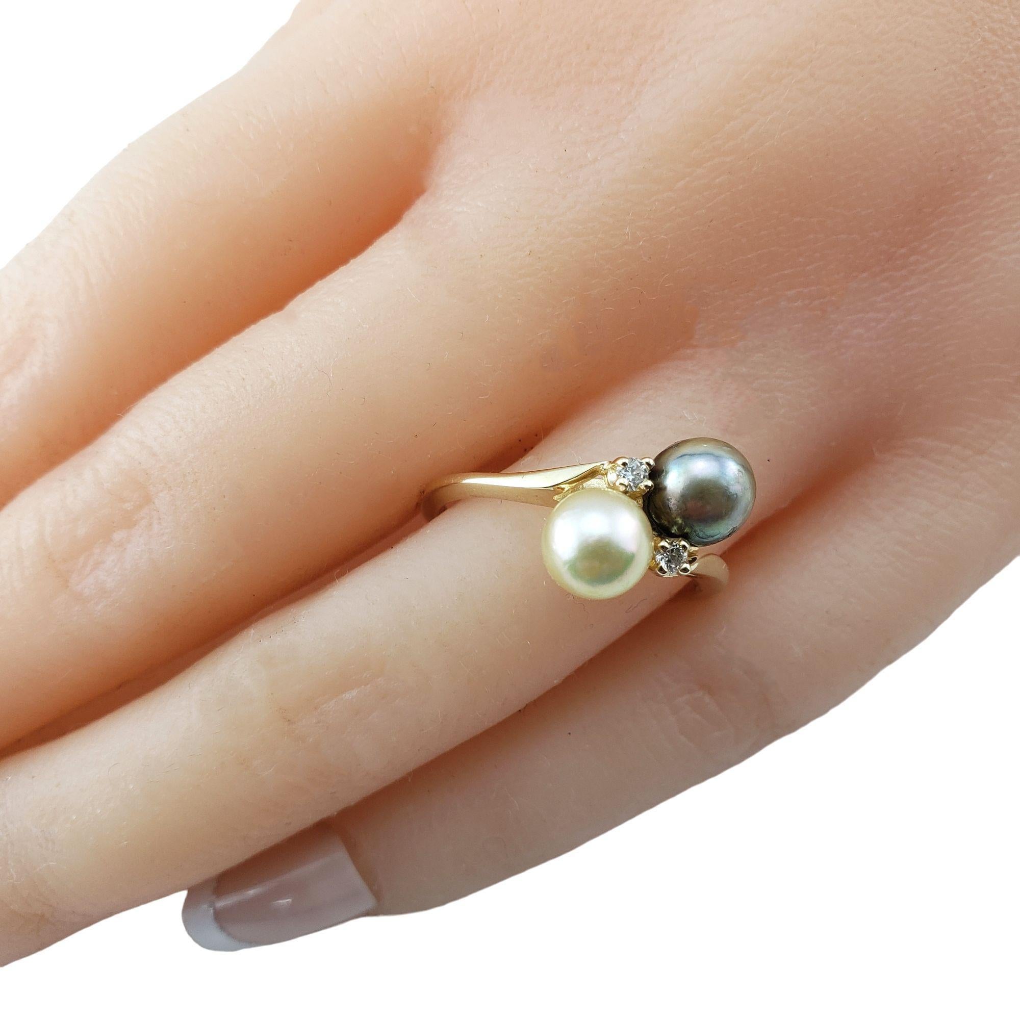 14 Karat Yellow Gold Pearl and Diamond Ring Size 8 #15086 2