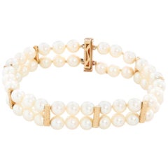 14 Karat Yellow Gold Pearl Bracelet