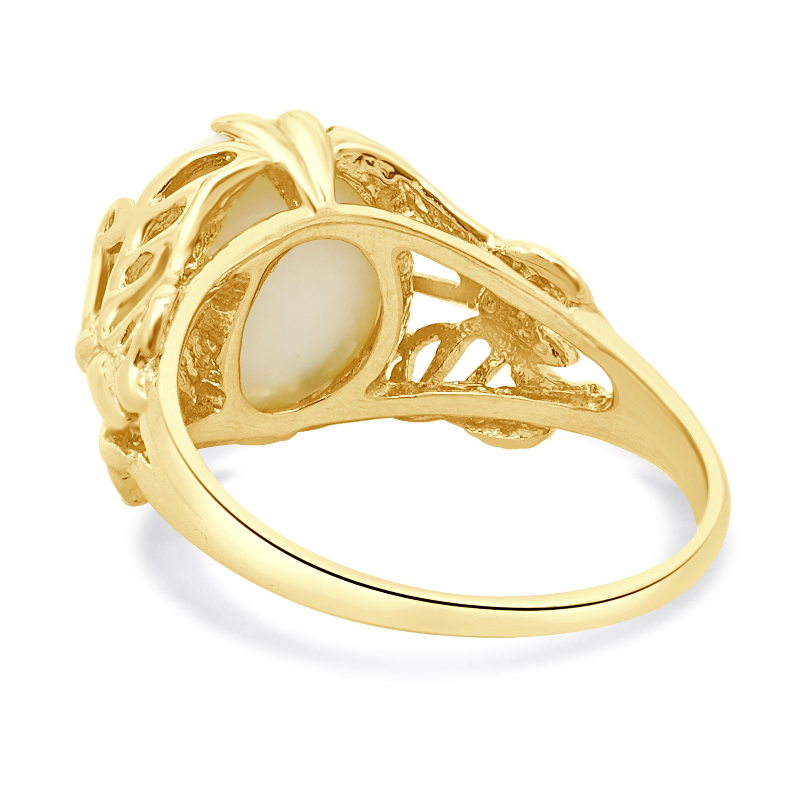 Bague papillon en or jaune 14 carats avec perles Unisexe en vente